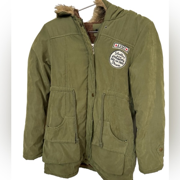 Retro Z&I Army Green High End Soft Fur Lined Parka Jacket Women’s M MINTY - Picture 1 of 10